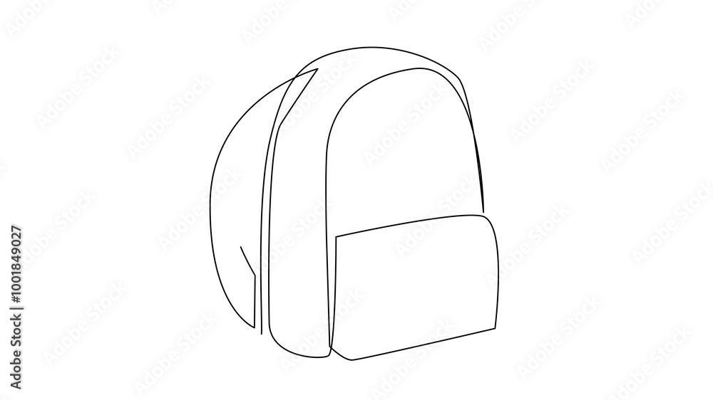 Bag pack One continuous single line hand drawn isolated background template Bag pack One continuous single line hand drawn isolated background template