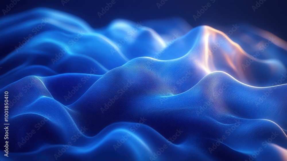 Obraz premium Abstract 3D wave lines background with a flowing, dynamic design in shades of blue 