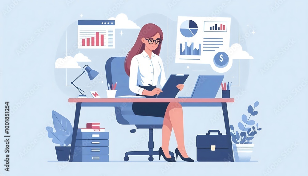 accountant reviewing financial reports at their desk accountant reviewing financial reports at their desk
