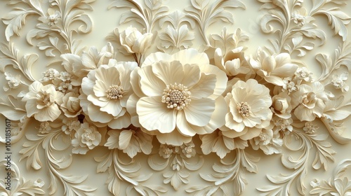 Elegant floral pattern background with intricate designs and soft colors for a classic look 
