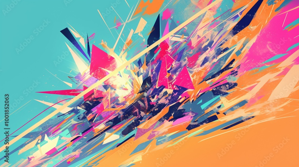 Obraz premium Abstract Art with Vibrant Colors and Geometric Shapes