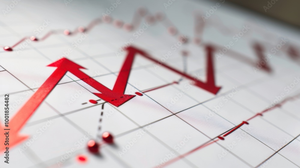 Financial Market Trends with Red Arrow Indicators Financial Market Trends with Red Arrow Indicators