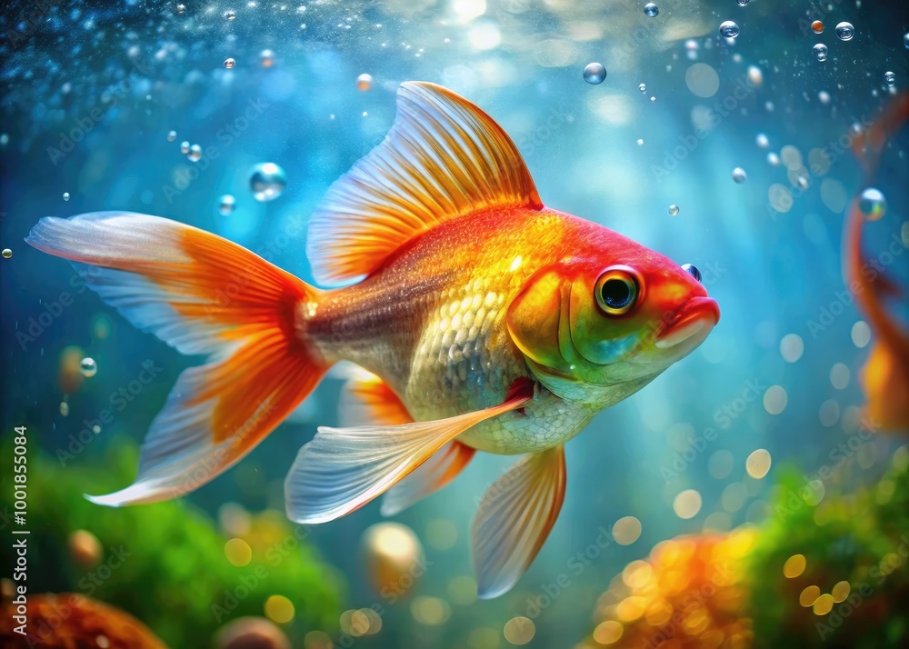 Vibrant Goldfish Swimming Gracefully in Clear Water, Capturing the Beauty of Underwater Life Vibrant Goldfish Swimming Gracefully in Clear Water, Capturing the Beauty of Underwater Life