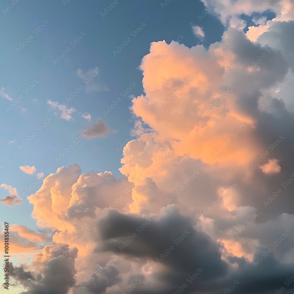 Enchanting sunset clouds displaying a vivid spectrum of warm and cool colors image Enchanting sunset clouds displaying a vivid spectrum of warm and cool colors image