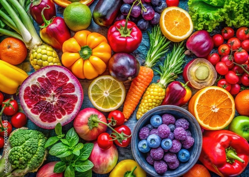 Wallpaper Mural Vibrant Health and Wellness Concept with Fresh Fruits, Vegetables, and Natural Elements in Harmony Torontodigital.ca