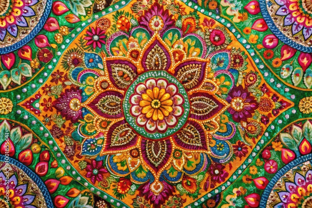 Vibrant Indian Textile Pattern Featuring Intricate Designs in Rich Colors and Traditional Motifs Vibrant Indian Textile Pattern Featuring Intricate Designs in Rich Colors and Traditional Motifs
