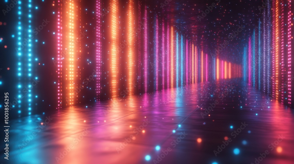 Retro wave background with neon colors and grid lines for a nostalgic 80s feel Retro wave background with neon colors and grid lines for a nostalgic 80s feel