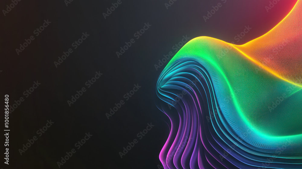 Obraz premium Vibrant abstract wave design with colorful gradients and smooth lines.
