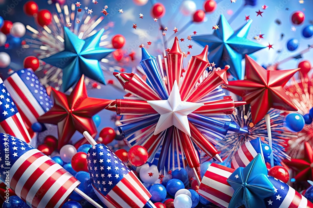 Obraz premium Vibrant Red, White, and Blue Graphics for Celebrations, Events, and Patriotic Themes in Design
