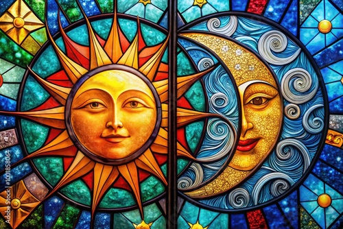 Vibrant Sun and Moon Stained Glass Patterns for Creative Projects and Artistic Inspiration