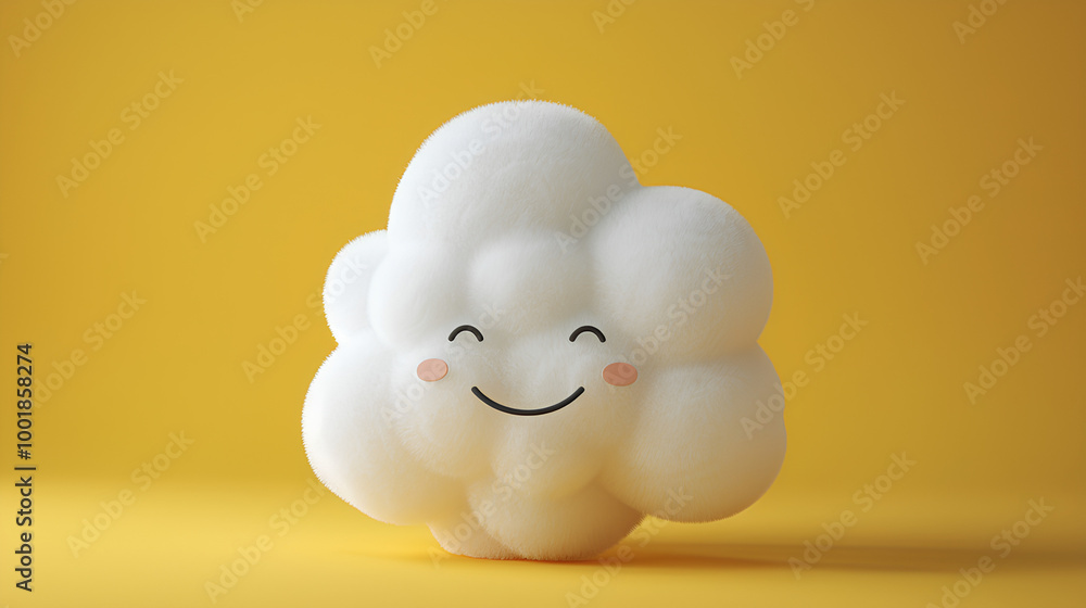 animated clouds with cute faces, on a yellow background animated clouds with cute faces, on a yellow background