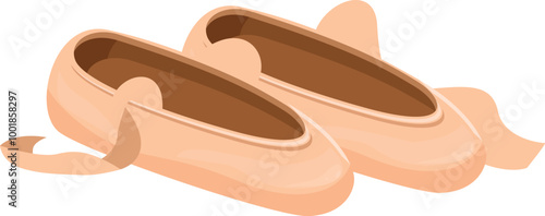 Pair of professional ballet pointe shoes with satin ribbon for dancing