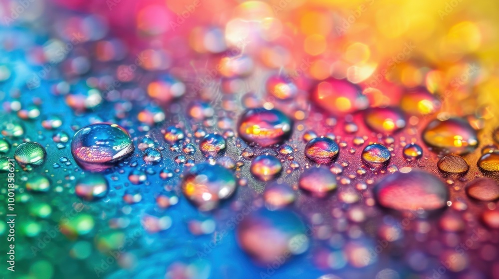 Colorful Drops on Vibrant Background Colorful Drops on Vibrant Background