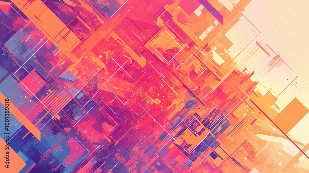 Abstract Geometric Art with Overlapping Shapes and Bright Colors Abstract Geometric Art with Overlapping Shapes and Bright Colors