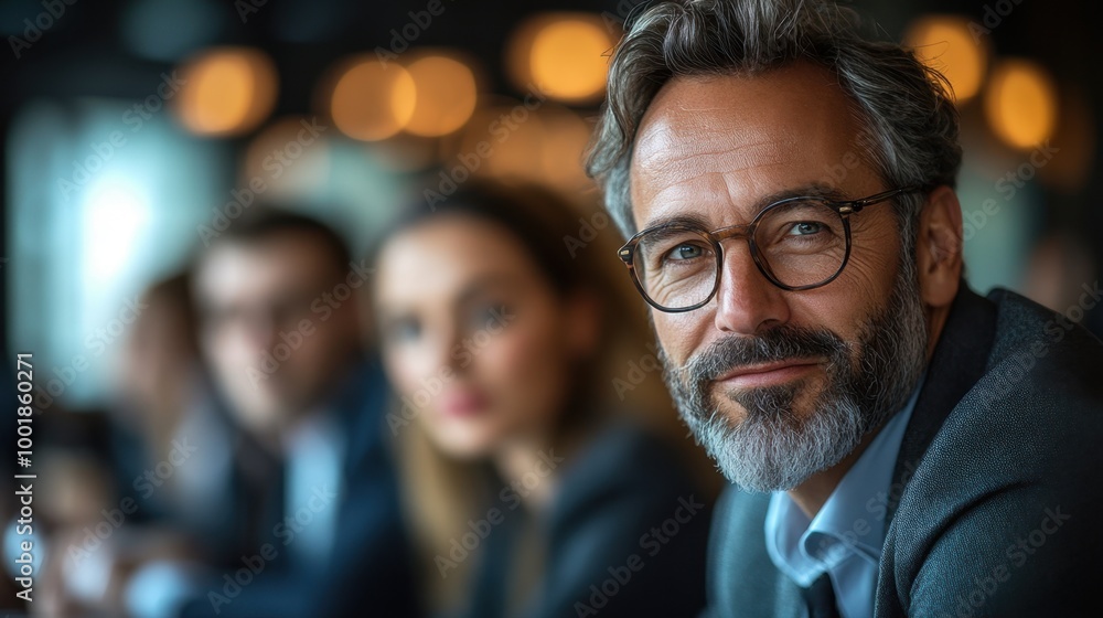 Diverse group of businesspeople having a discussion in a modern office setting Diverse group of businesspeople having a discussion in a modern office setting