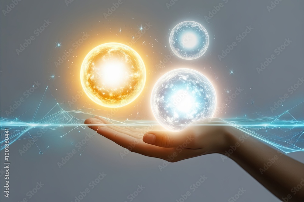 Glowing Orbs of Light and Energy on a Clean Background Glowing Orbs of Light and Energy on a Clean Background