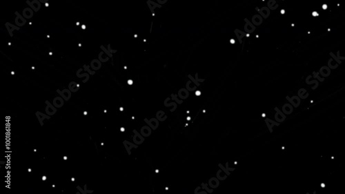 Rising stars or fireflies isolated on black background, glowing firefly, magic particles, 4k video, luma key