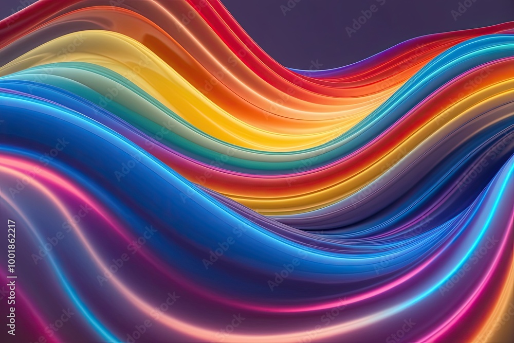 Vibrant Animated 3D Abstract Waves in Spectrum of Color and Light Vibrant Animated 3D Abstract Waves in Spectrum of Color and Light