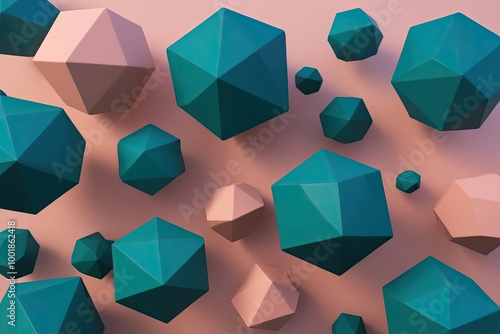 Teal Dodecahedrons in Abstract Three-Dimensional Design photo