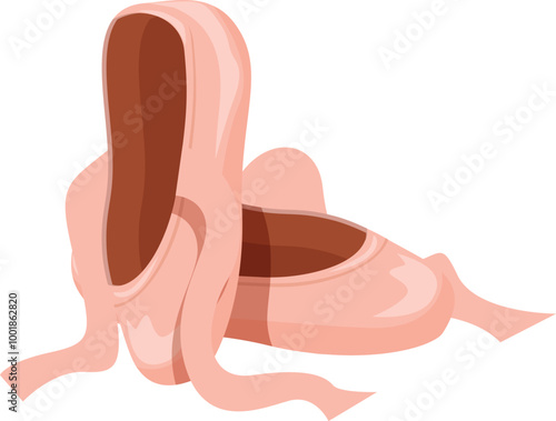 Pink satin ballet shoes are laying down after a dance class