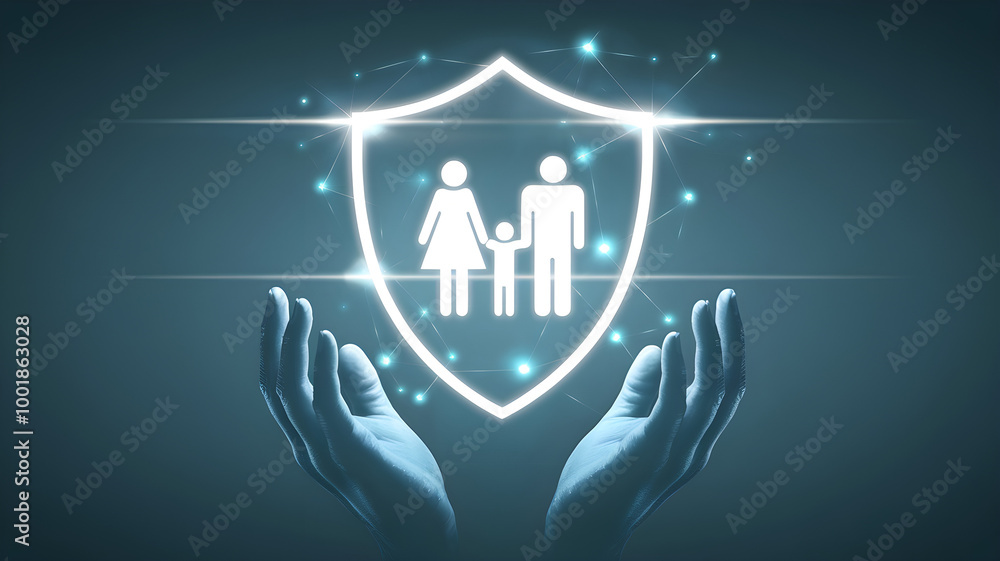 A Digital of a Glowing Shield Icon Representing Protection and Security A Digital of a Glowing Shield Icon Representing Protection and Security