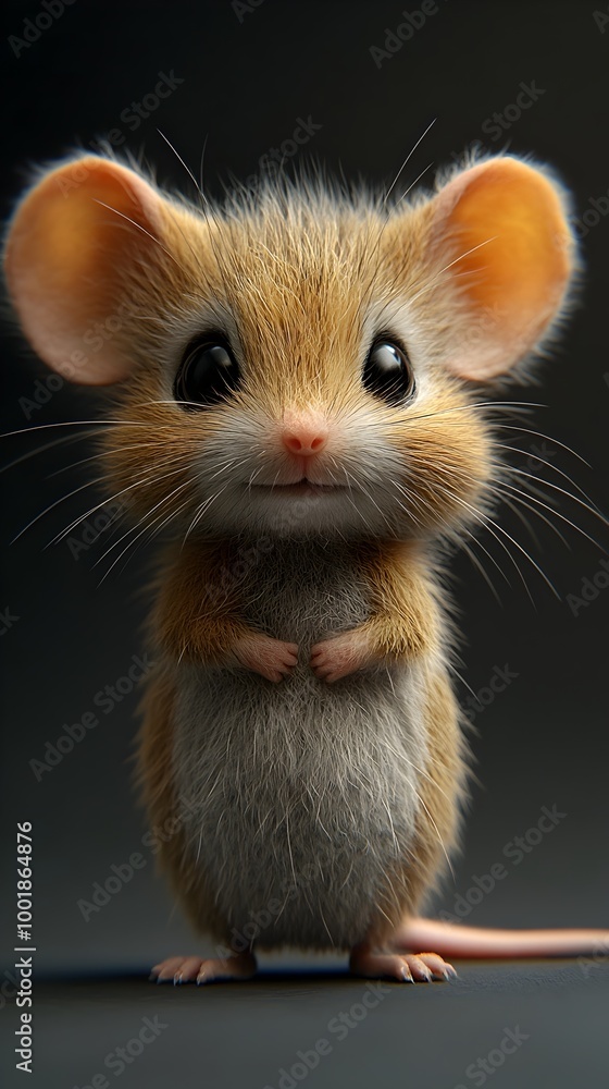 Adorable Anthropomorphic Mouse Plush Toy with Round Ears Against Simple Background Adorable Anthropomorphic Mouse Plush Toy with Round Ears Against Simple Background