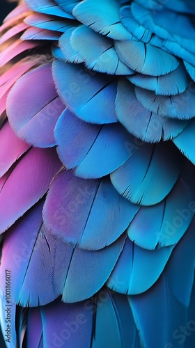 Impressive close-up photo of a macaw highlighting vibrant blue feather patterns image