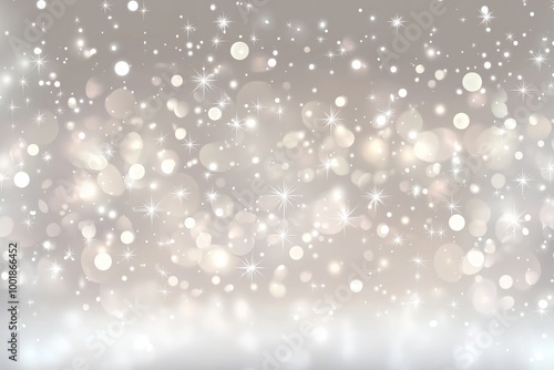 Silver abstract snow falling winter christmas holiday background with sparkles and glitter