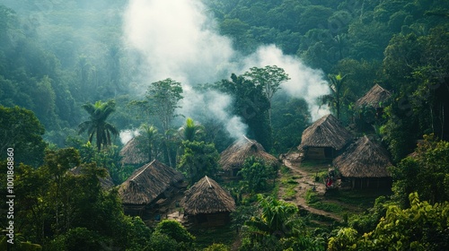 Wallpaper Mural Hidden Tribal Village in Deep Jungle Landscape Torontodigital.ca