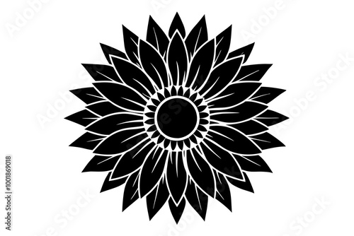 black and white sunflower vector illustration