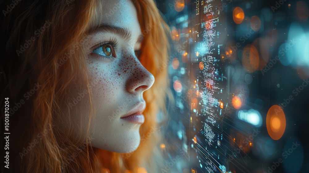Portrait of a Young Woman in a Digital World Portrait of a Young Woman in a Digital World