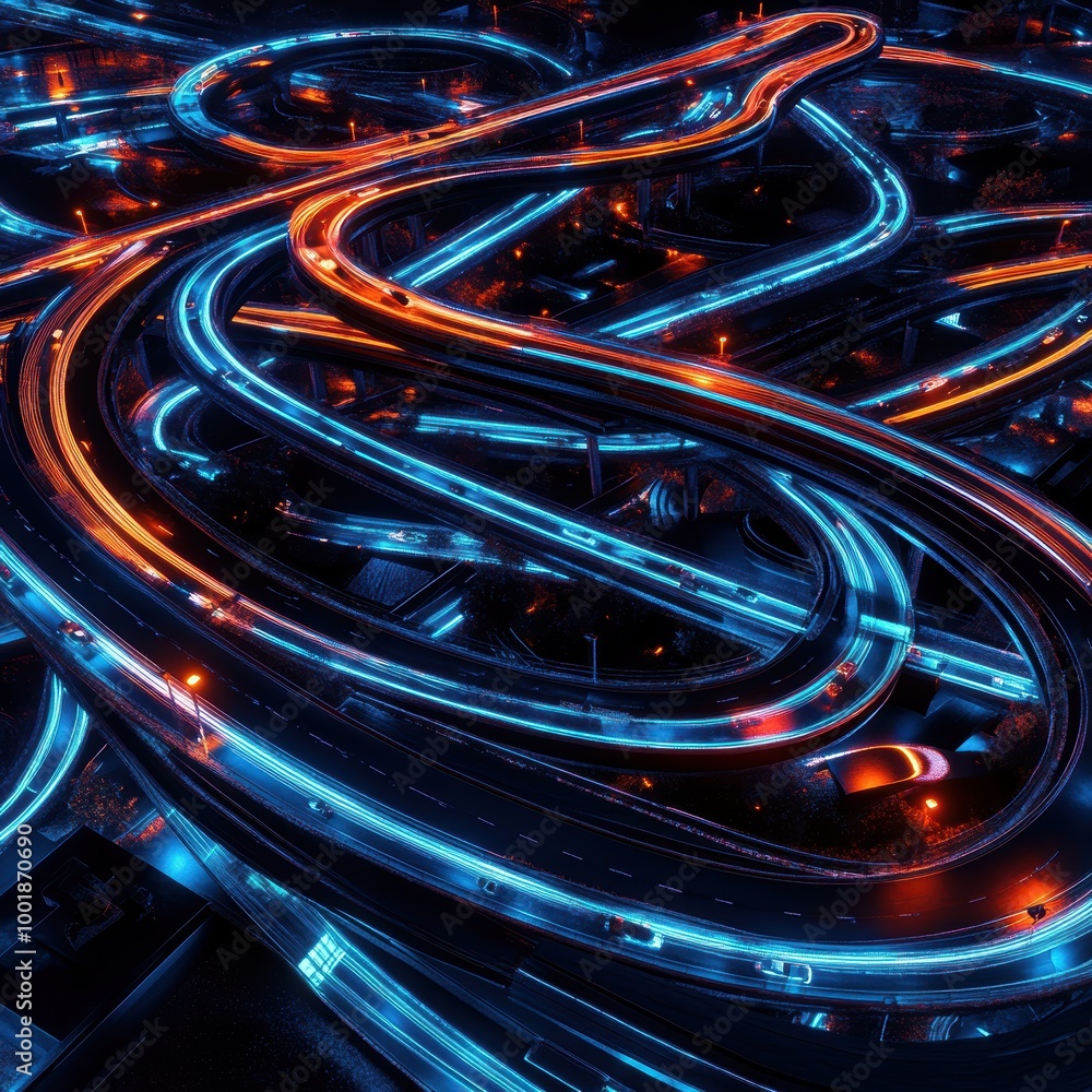 Futuristic Aerial View of a Dynamic Highway System Futuristic Aerial View of a Dynamic Highway System