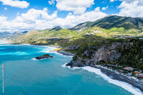 Crawford Beach Marinella from a drone, San Nicola Arcella, Cosenza, Calabria, Italy