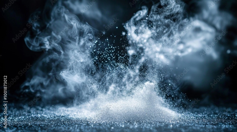 Abstract white powder explosion in a dark background Abstract white powder explosion in a dark background