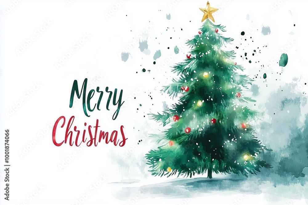 Winter card with abstract drawing of Christmas tree with the text Winter card with abstract drawing of Christmas tree with the text