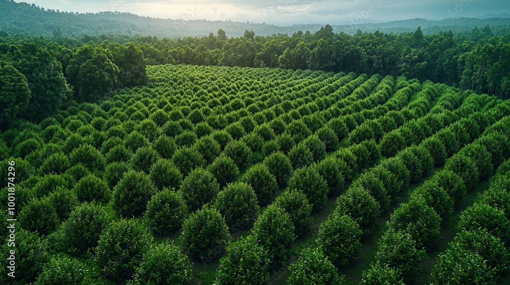 Lush Green Orchard Landscape Aerial View Lush Green Orchard Landscape Aerial View