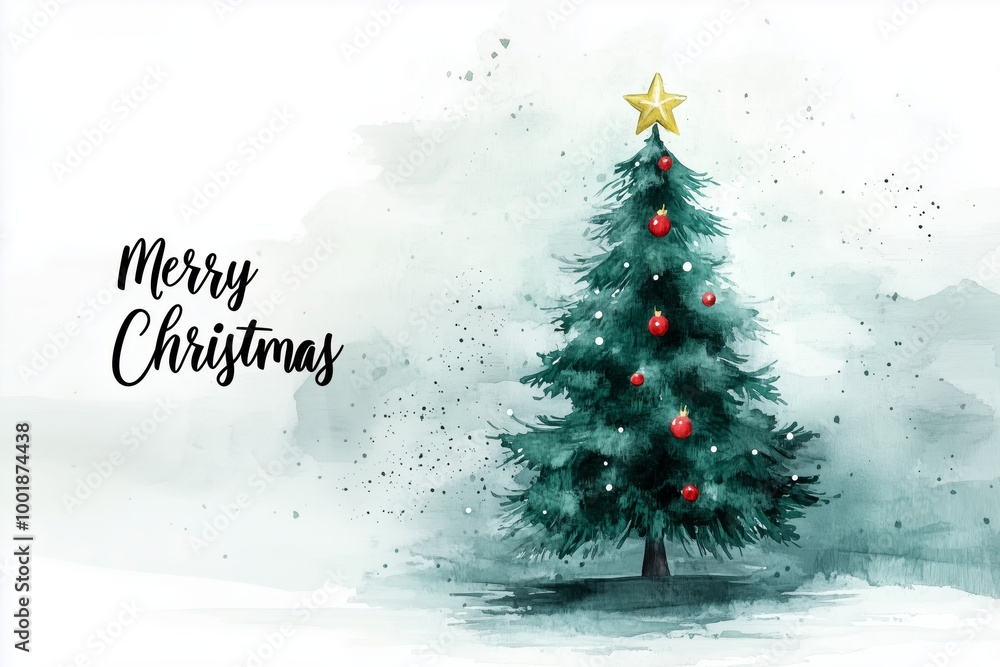 Fototapeta premium Winter card with abstract drawing of Christmas tree with the text