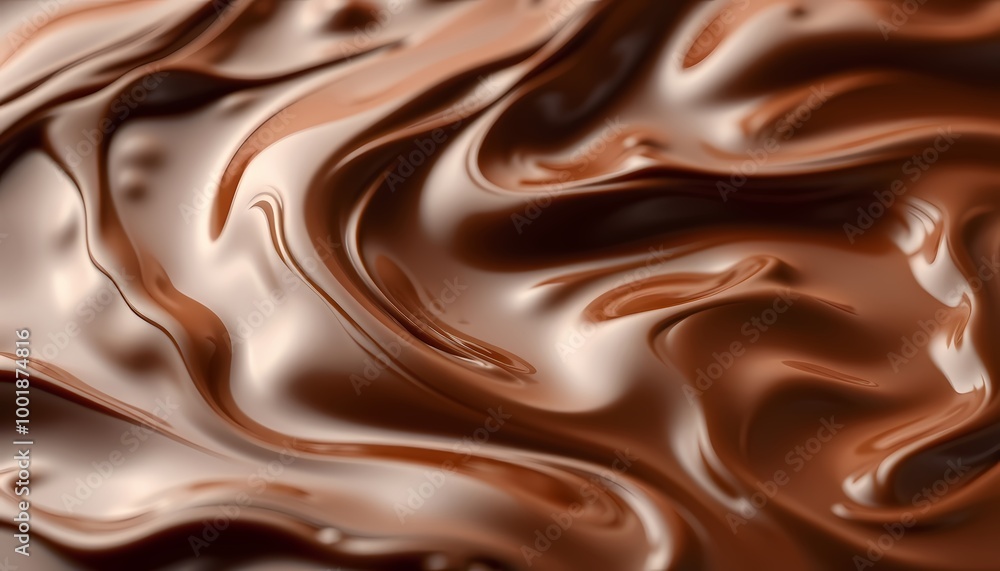Photorealistic Molten Chocolate Stream with Intricate Wave Patterns and Deep Brown Tones Photorealistic Molten Chocolate Stream with Intricate Wave Patterns and Deep Brown Tones