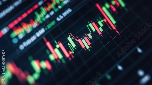 Wallpaper Mural Close-up of Stock Market Chart with Candlestick Graphs Displaying Financial Data and Market Trends Torontodigital.ca