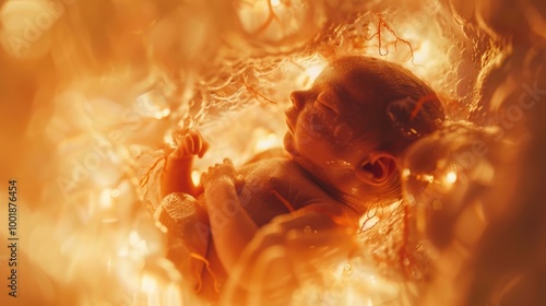 Human Embryo Floating in Protective Womb Environment photo