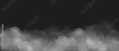 Realistic fog effect on black background. Fog, mist, haze background