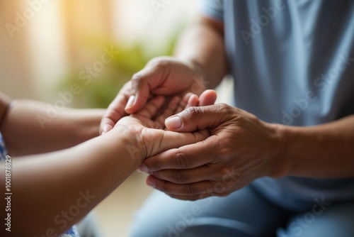 This image captures a close-up of hands giving a soothing and therapeutic massage to another person, emphasizing relaxation and care through human touch in a peaceful setting.