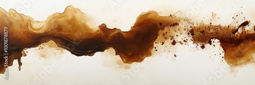 Abstract artistic background created with spilled coffee stains and splashes in a dynamic flowing pattern. Generative AI