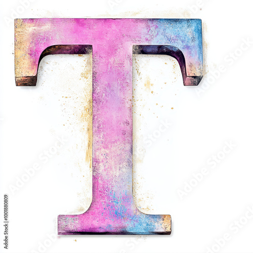 Wallpaper Mural Splattered pastel paint letter T, graffiti style, with a white background Torontodigital.ca