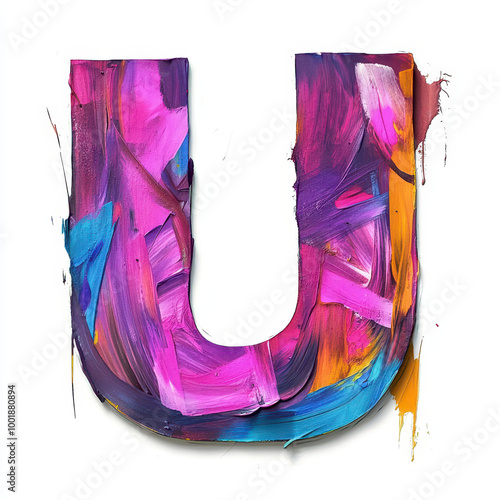 Wallpaper Mural Splattered pastel paint letter U, graffiti style, with a white background Torontodigital.ca