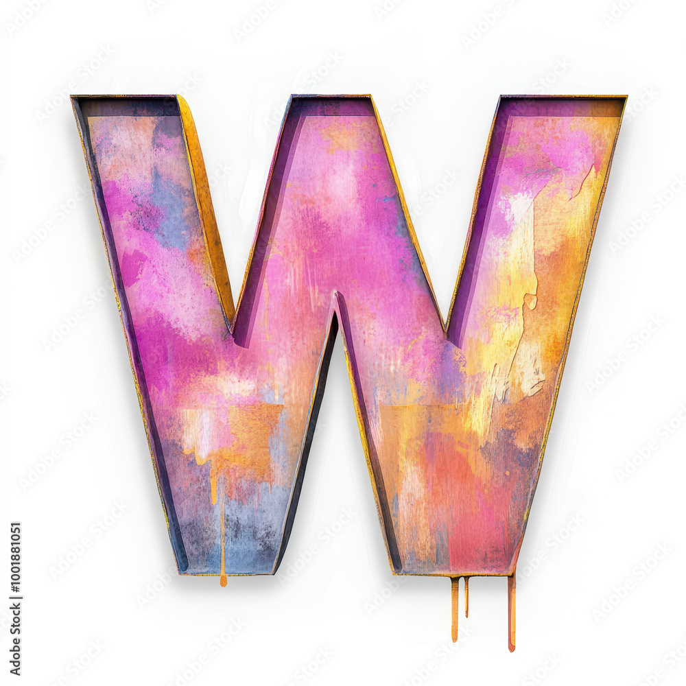 custom made wallpaper toronto digitalSplattered pastel paint letter W, graffiti style, with a white background
