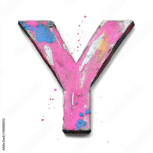 Wallpaper Mural Splattered pastel paint letter Y, graffiti style, with a white background Torontodigital.ca