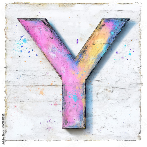 Wallpaper Mural Splattered pastel paint letter Y, graffiti style, with a white background Torontodigital.ca