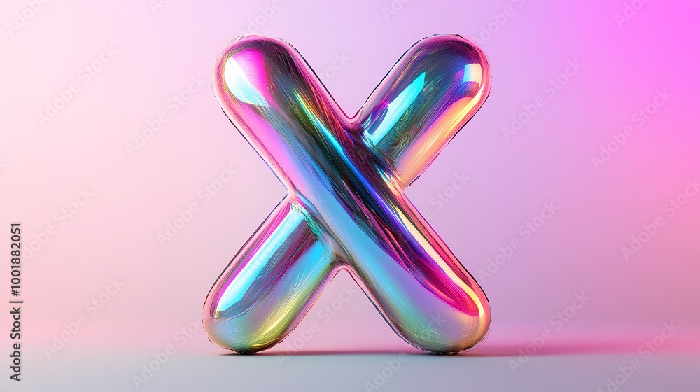 3d glossy holographic letter x. glass or liquid metal in neon rainbow colors. render in inflated balloon bubble shape. isolated. Futuristic Typography. Illustration 3d glossy holographic letter x. glass or liquid metal in neon rainbow colors. render in inflated balloon bubble shape. isolated. Futuristic Typography. Illustration