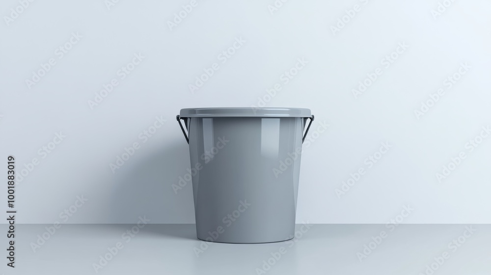 Gray plastic bucket on a white background Gray plastic bucket on a white background